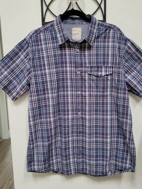 Emanuel Ungaro Classic fit short-sleeve casual button-up Shirt Size L Blue Plaid